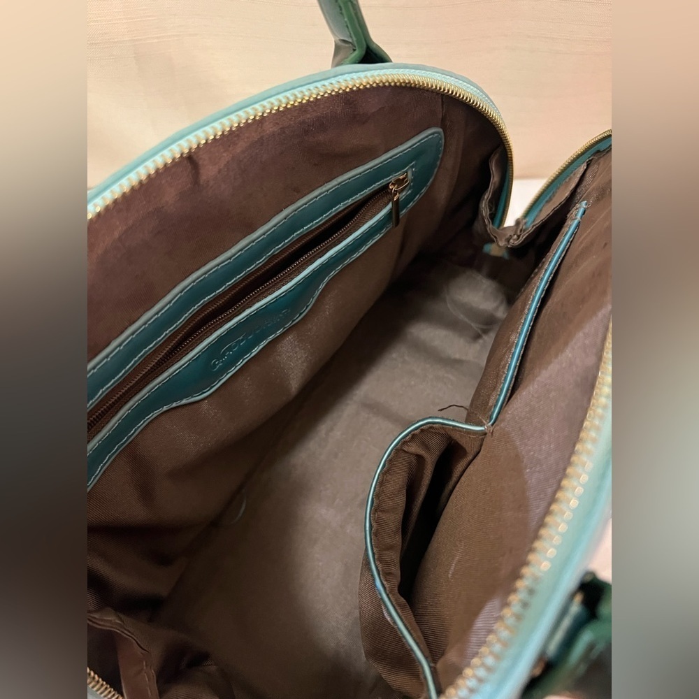 BOGO Elegant and Unique Blue and Green Floral Handbag Shiny Boho Nature ⚫️ - Picture 7 of 10